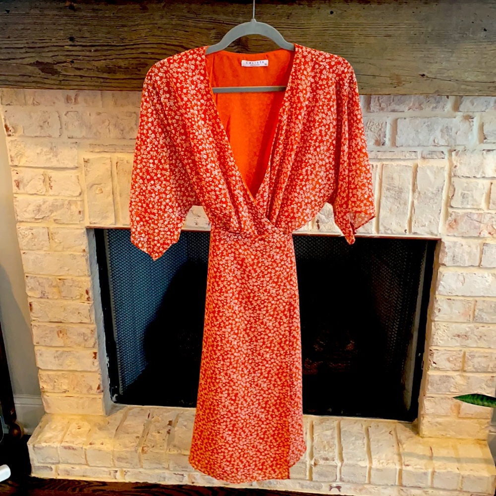 Calista Floral wrapped dress, size Large